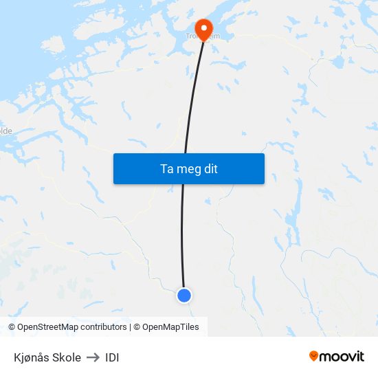 Kjønås Skole to IDI map