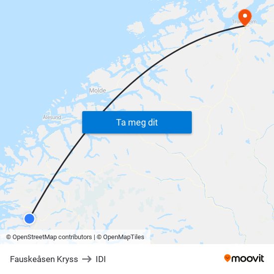 Fauskeåsen Kryss to IDI map