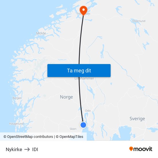 Nykirke to IDI map