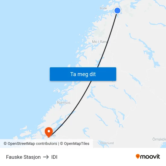 Fauske Stasjon to IDI map