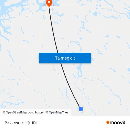 Bakkestua to IDI map