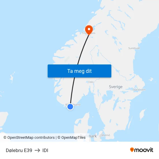 Dølebru E39 to IDI map