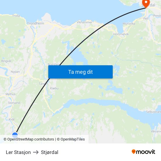 Ler Stasjon to Stjørdal map
