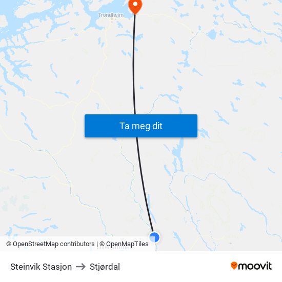 Steinvik Stasjon to Stjørdal map