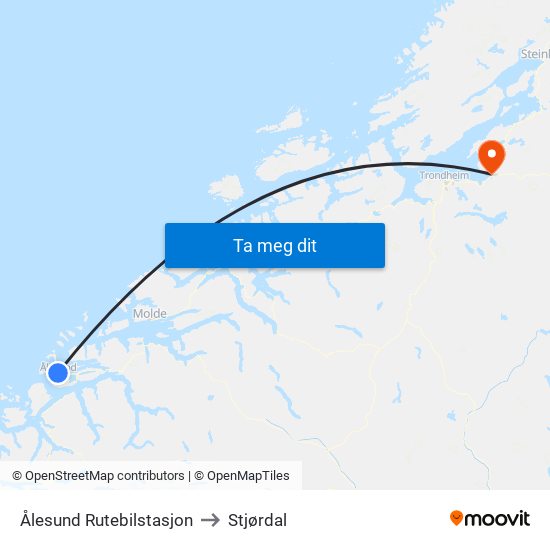 Ålesund Rutebilstasjon to Stjørdal map