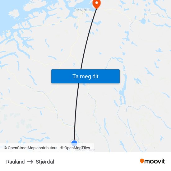 Rauland to Stjørdal map