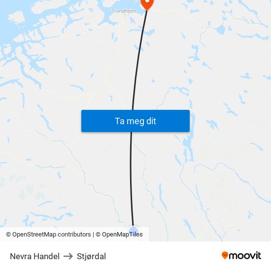 Nevra Handel to Stjørdal map