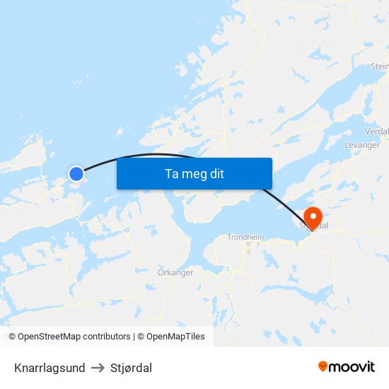 Knarrlagsund to Stjørdal map