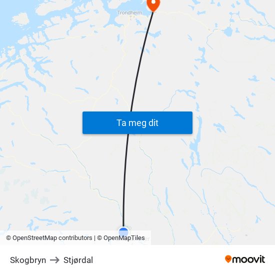 Skogbryn to Stjørdal map