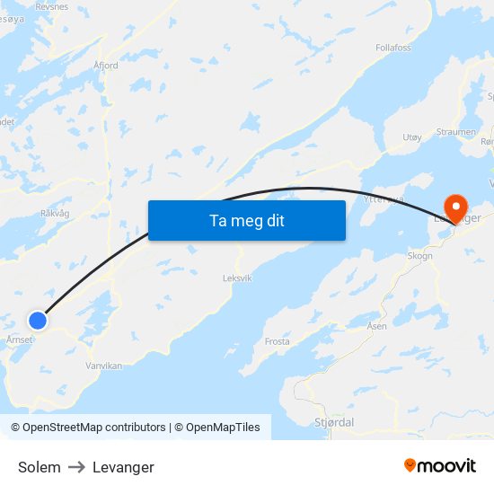 Solem to Levanger map