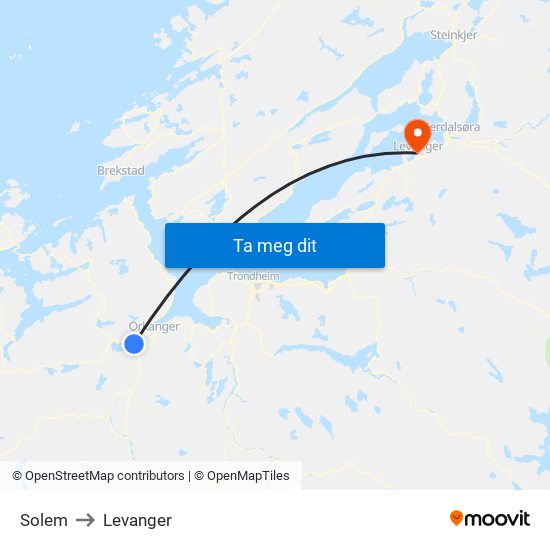 Solem to Levanger map