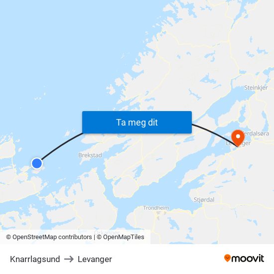 Knarrlagsund to Levanger map