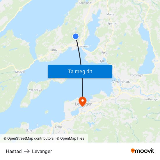 Hastad to Levanger map