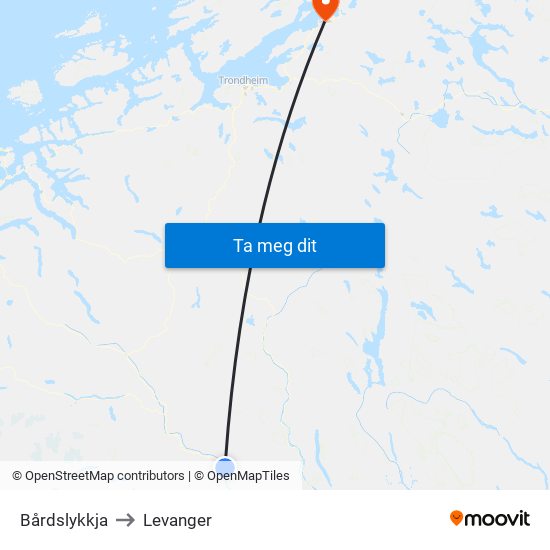 Bårdslykkja to Levanger map