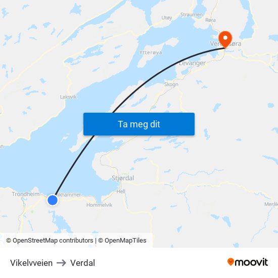 Vikelvveien to Verdal map