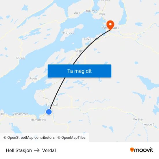Hell Stasjon to Verdal map