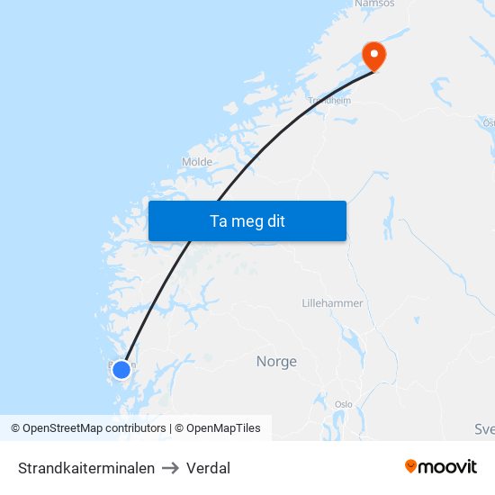 Strandkaiterminalen to Verdal map