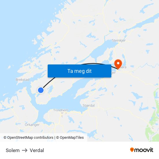 Solem to Verdal map
