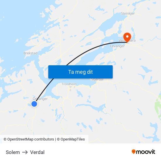 Solem to Verdal map