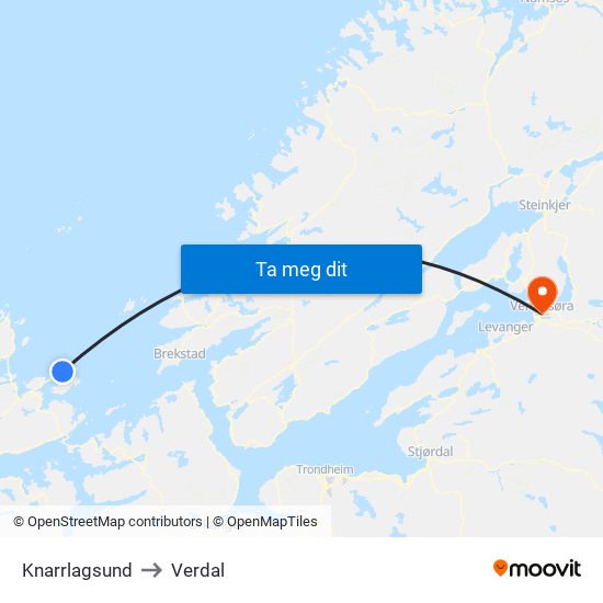 Knarrlagsund to Verdal map