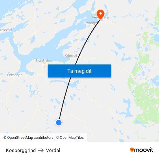 Kosberggrind to Verdal map