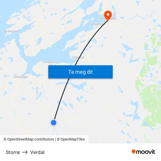 Storrø to Verdal map