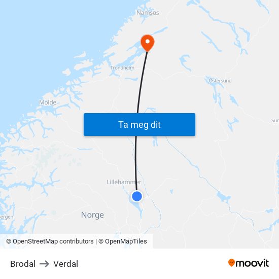 Brodal to Verdal map