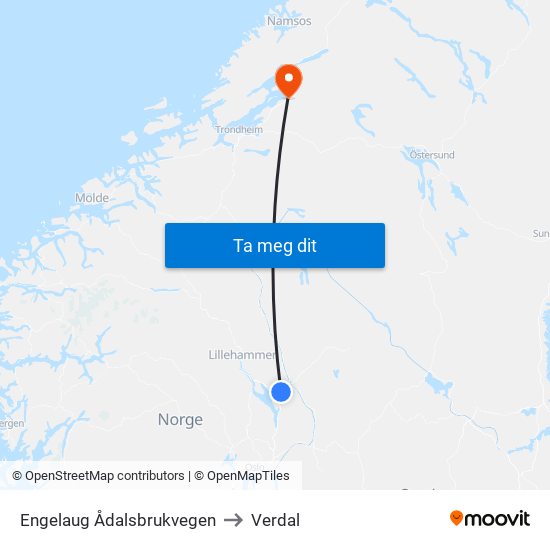 Engelaug Ådalsbrukvegen to Verdal map