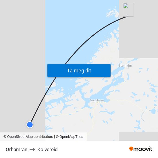 Orhamran to Kolvereid map