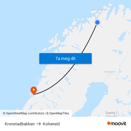 Kronstadbakken to Kolvereid map