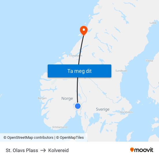 St. Olavs Plass to Kolvereid map