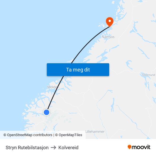 Stryn Rutebilstasjon to Kolvereid map