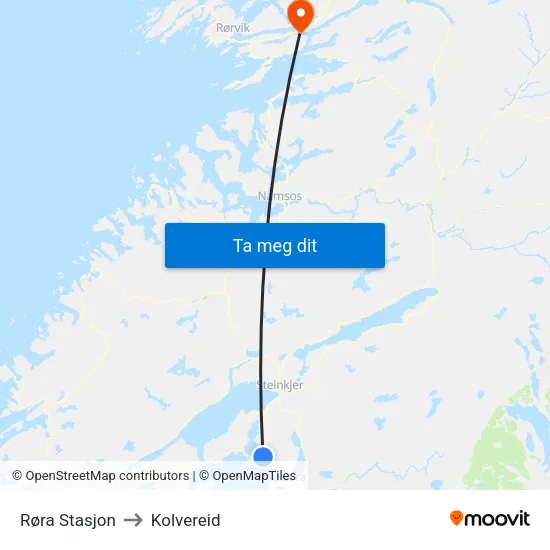 Røra Stasjon to Kolvereid map