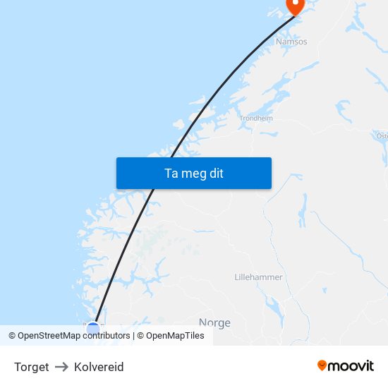 Torget to Kolvereid map