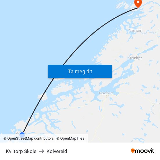 Kviltorp Skole to Kolvereid map