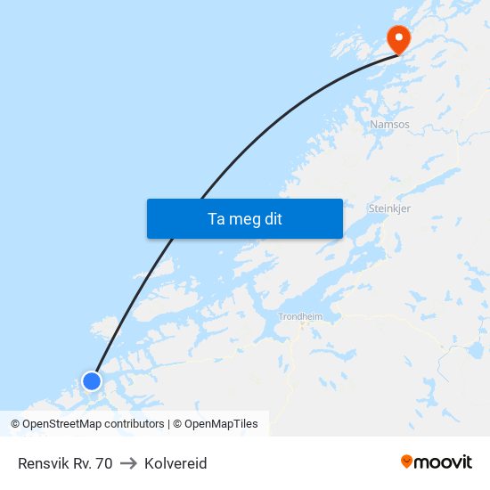 Rensvik Rv. 70 to Kolvereid map