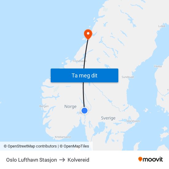 Oslo Lufthavn Stasjon to Kolvereid map