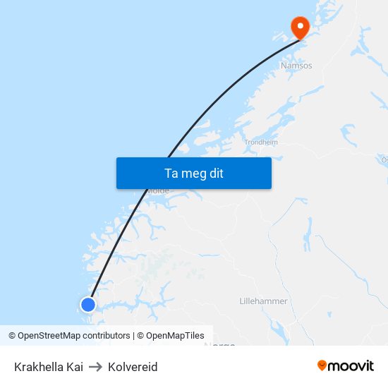 Krakhella Kai to Kolvereid map