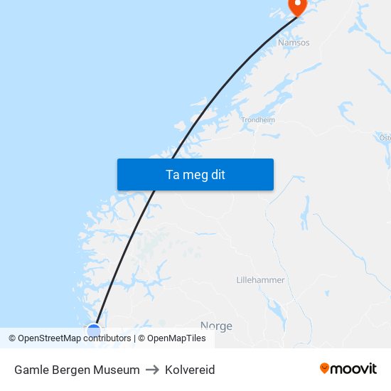 Gamle Bergen Museum to Kolvereid map