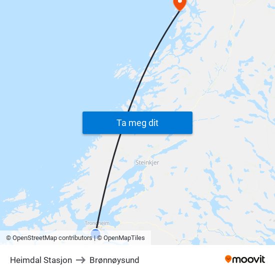 Heimdal Stasjon to Brønnøysund map