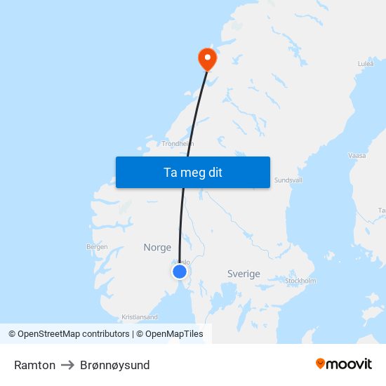 Ramton to Brønnøysund map