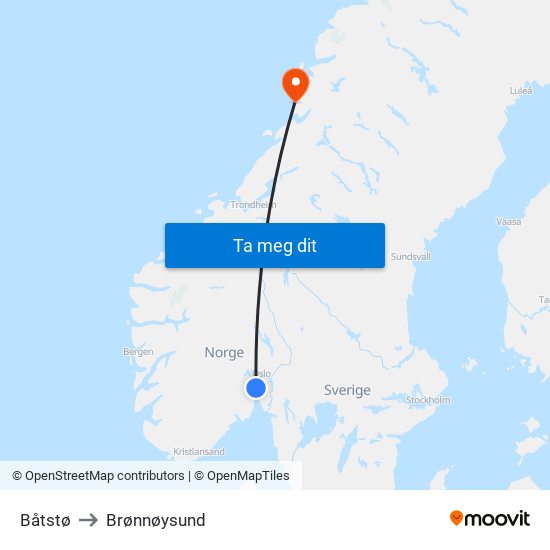 Båtstø to Brønnøysund map