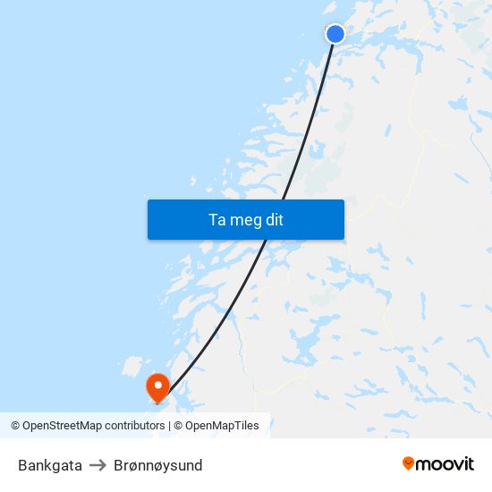 Bankgata to Brønnøysund map