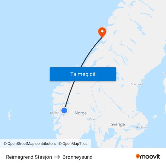 Reimegrend Stasjon to Brønnøysund map