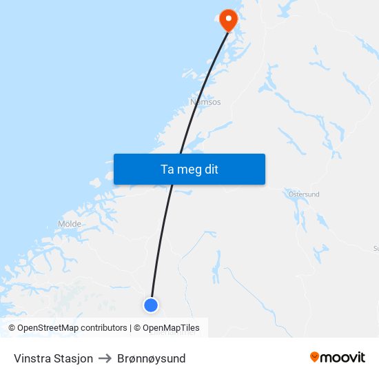 Vinstra Stasjon to Brønnøysund map