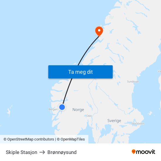 Skiple Stasjon to Brønnøysund map