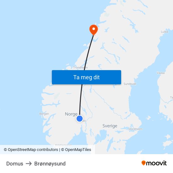 Domus to Brønnøysund map