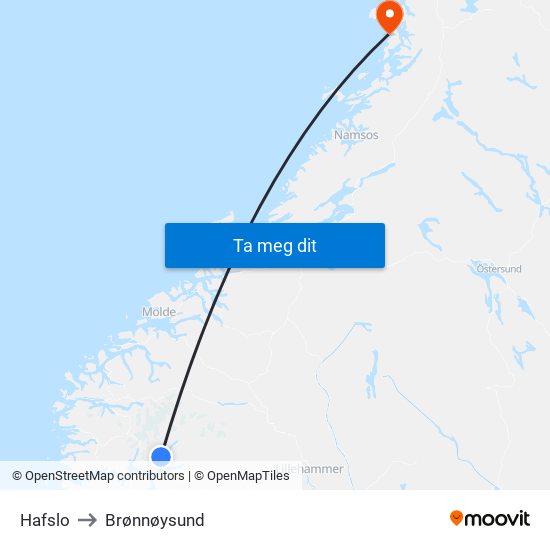 Hafslo to Brønnøysund map