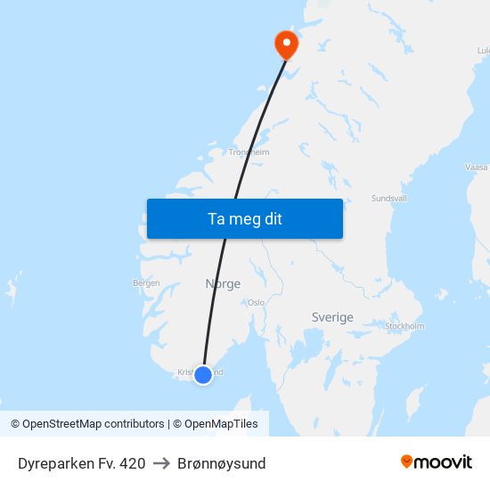 Dyreparken Fv. 420 to Brønnøysund map