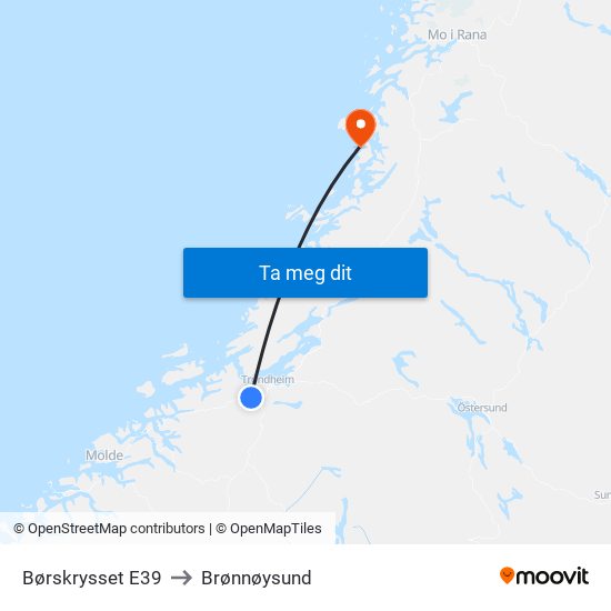 Børskrysset E39 to Brønnøysund map